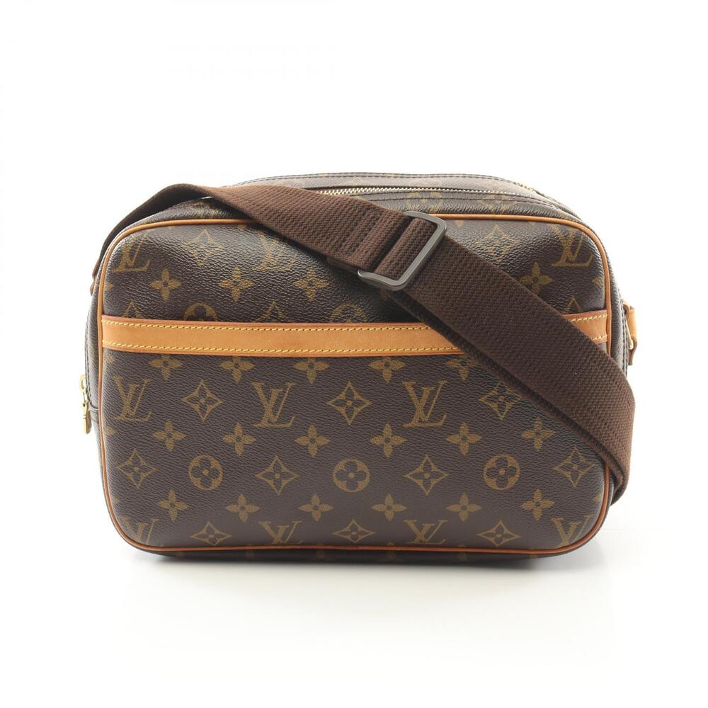 Louis Vuitton Reporter Shoulder Bag Canvas Leather Monogram Brown